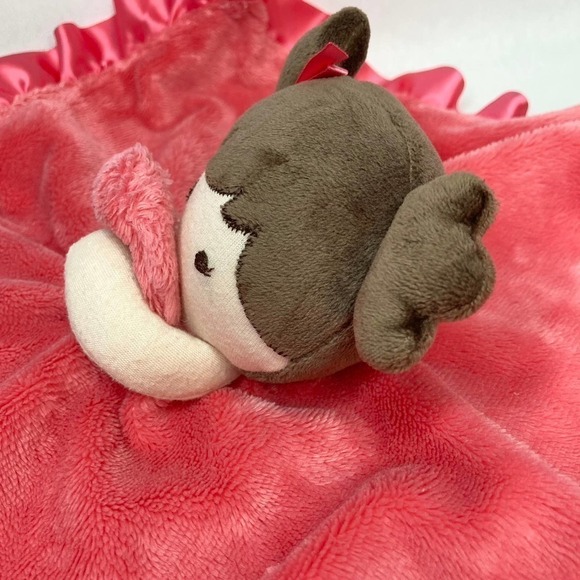 carter's Little Girl Pink Lovey Rattle Security Blanket Ruffle Satin Lined 14" - Picture 11 of 17